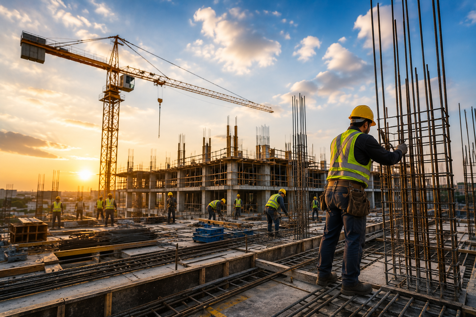 Construction equipment at a worksite