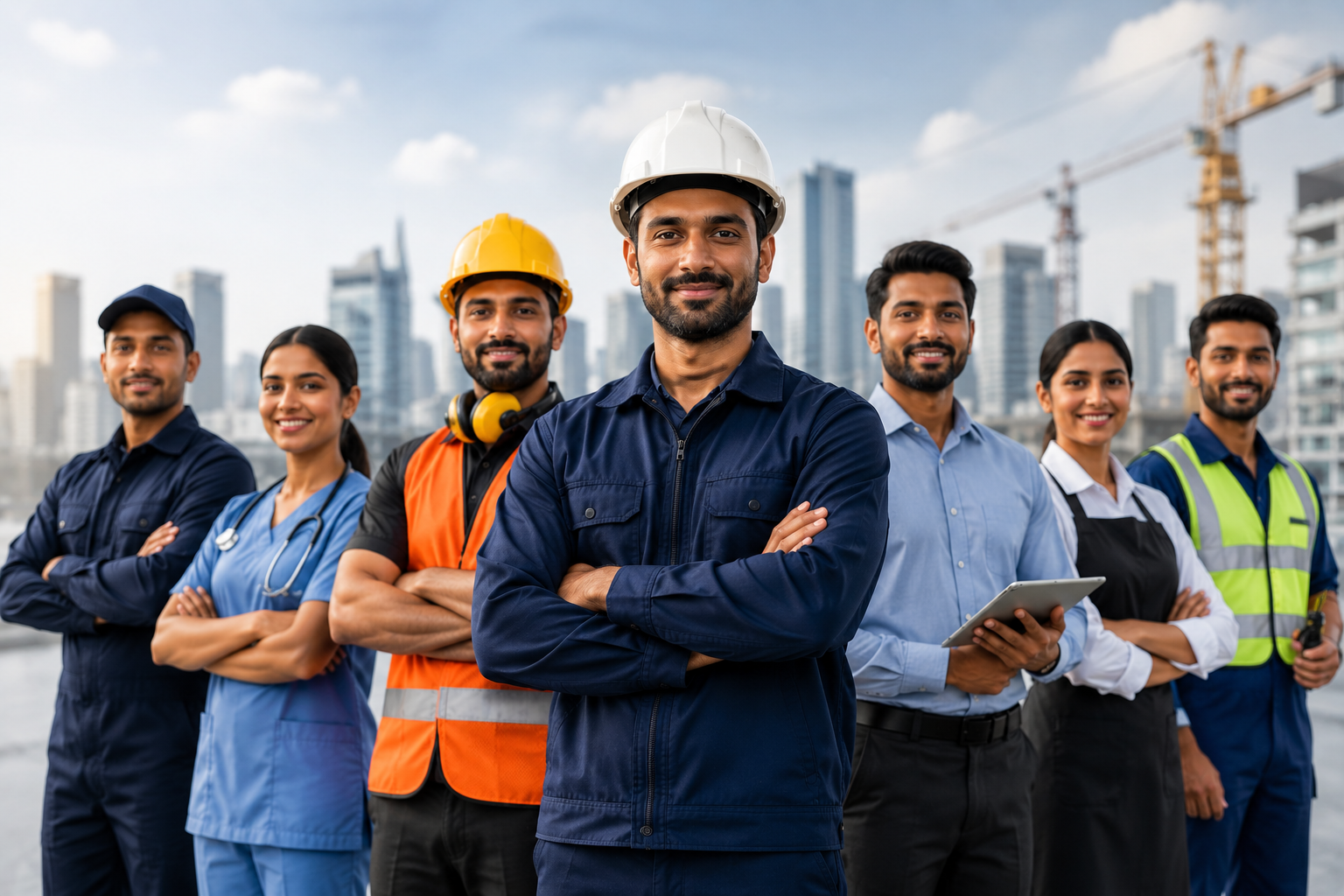 Construction manpower team on site
